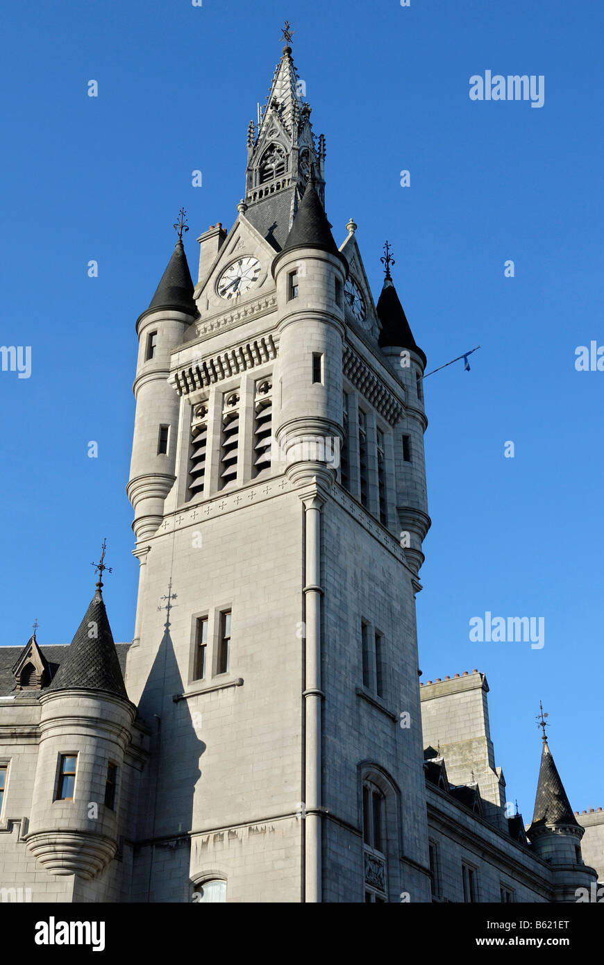 Town House Clock Tower, Aberdeen, Scotland, Great Britain, Europe Stock Photo