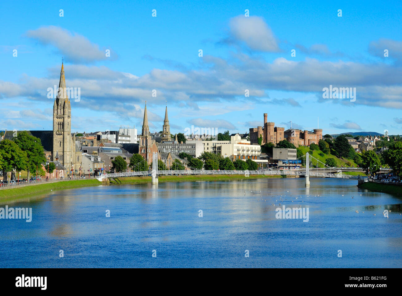 View of the historic city centre of Inverness, Scotland, Great Britain, Europe Stock Photo