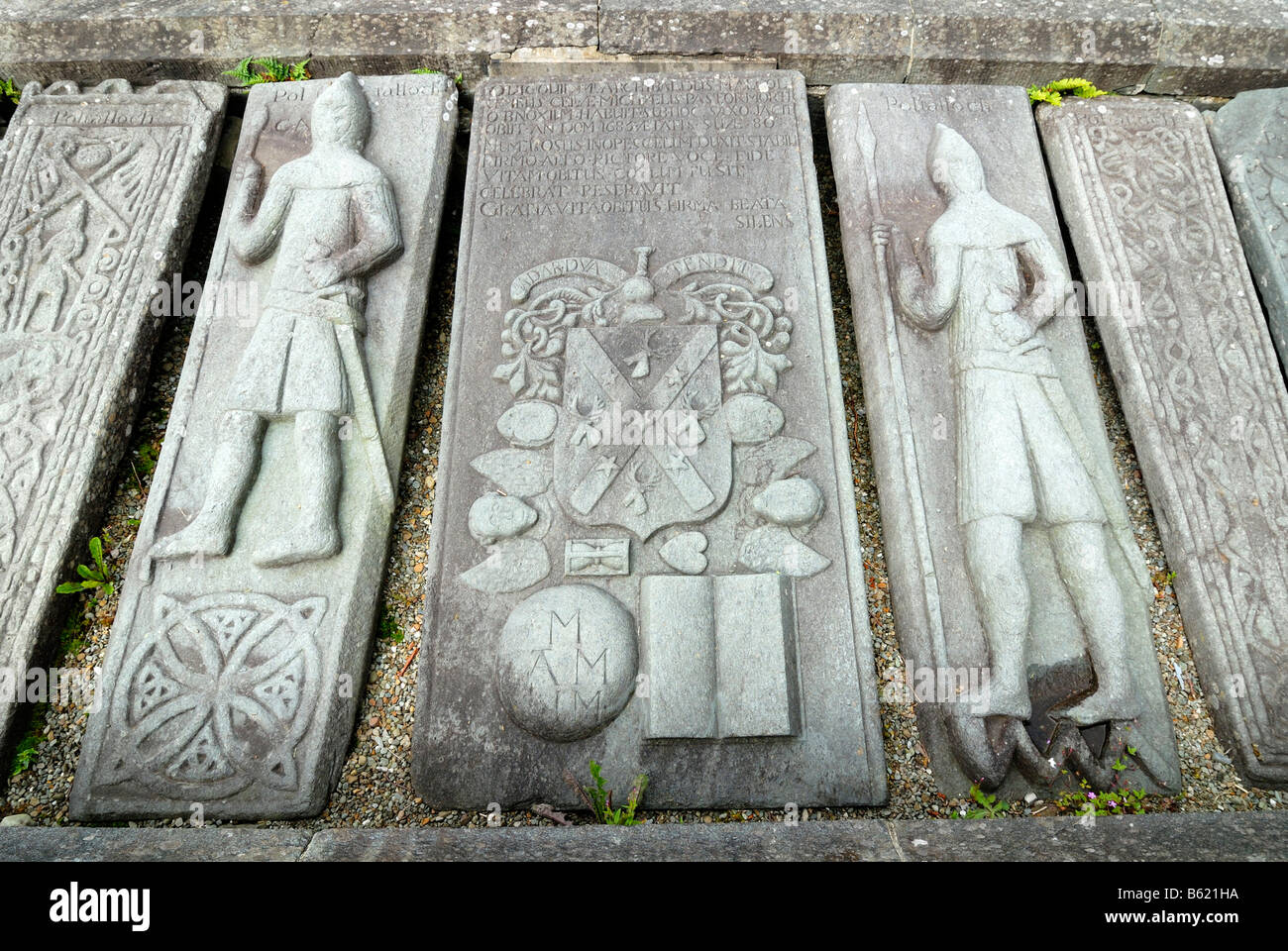 Medieval gravestones near Kilmartin, Scotland, Great Britain, Europe Stock Photo