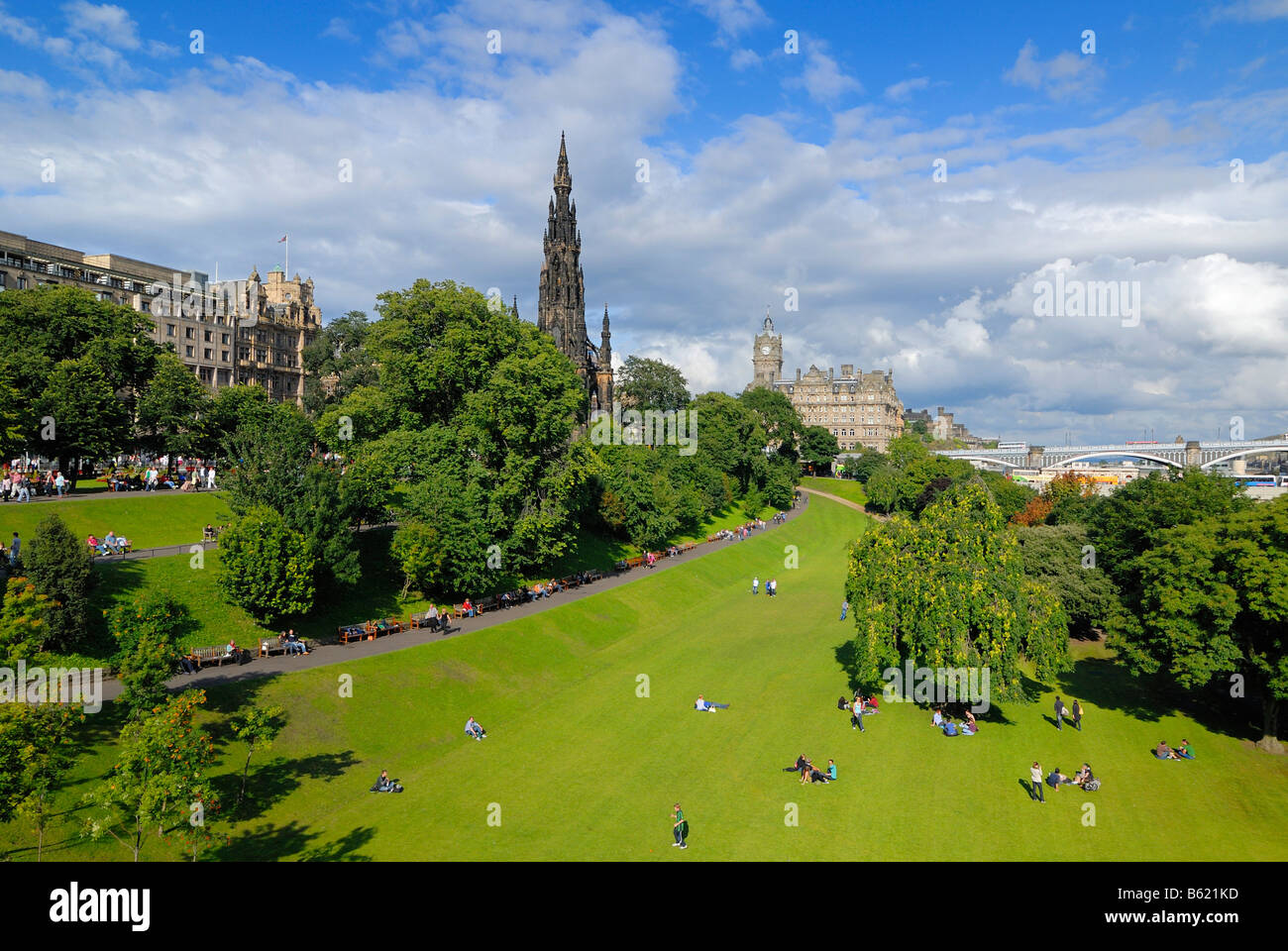 View of East Princes Street Gardens, Edinburgh, Scotland, Great Britain