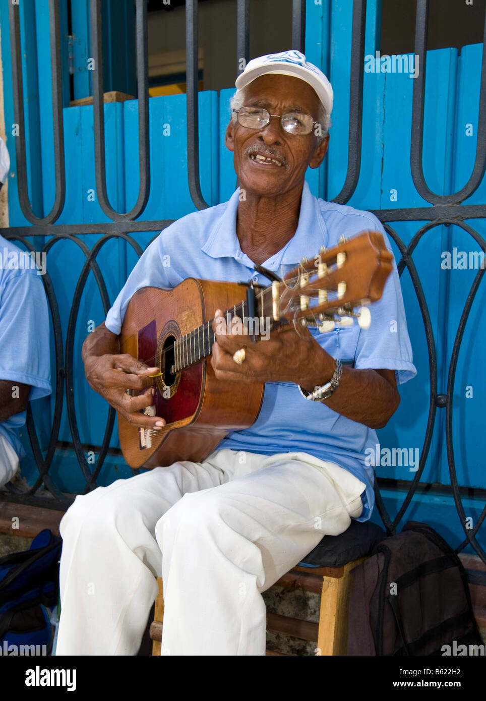 Guitarist in the historic city centre of Havana, Cuba, Caribbean Stock Photo