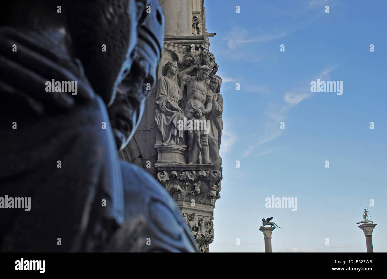 Porphyry statue of the Roman tetrarchs, detail, Piazza San Marco Square, Venice, Italy, Europe Stock Photo