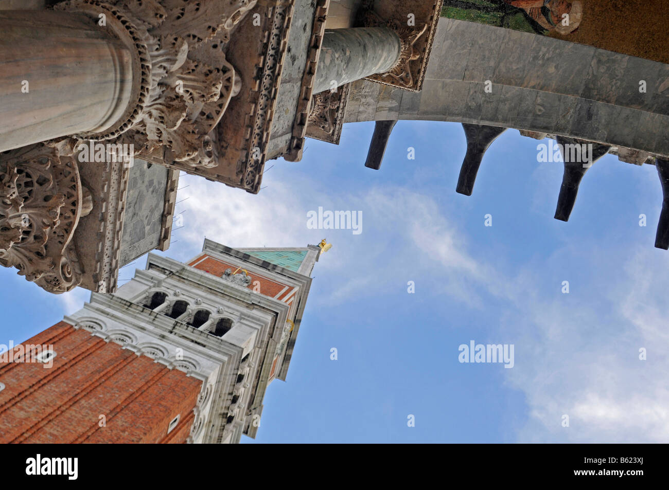 San Marco Basilica and campanile, detail, Venice, Italy, Europe Stock Photo