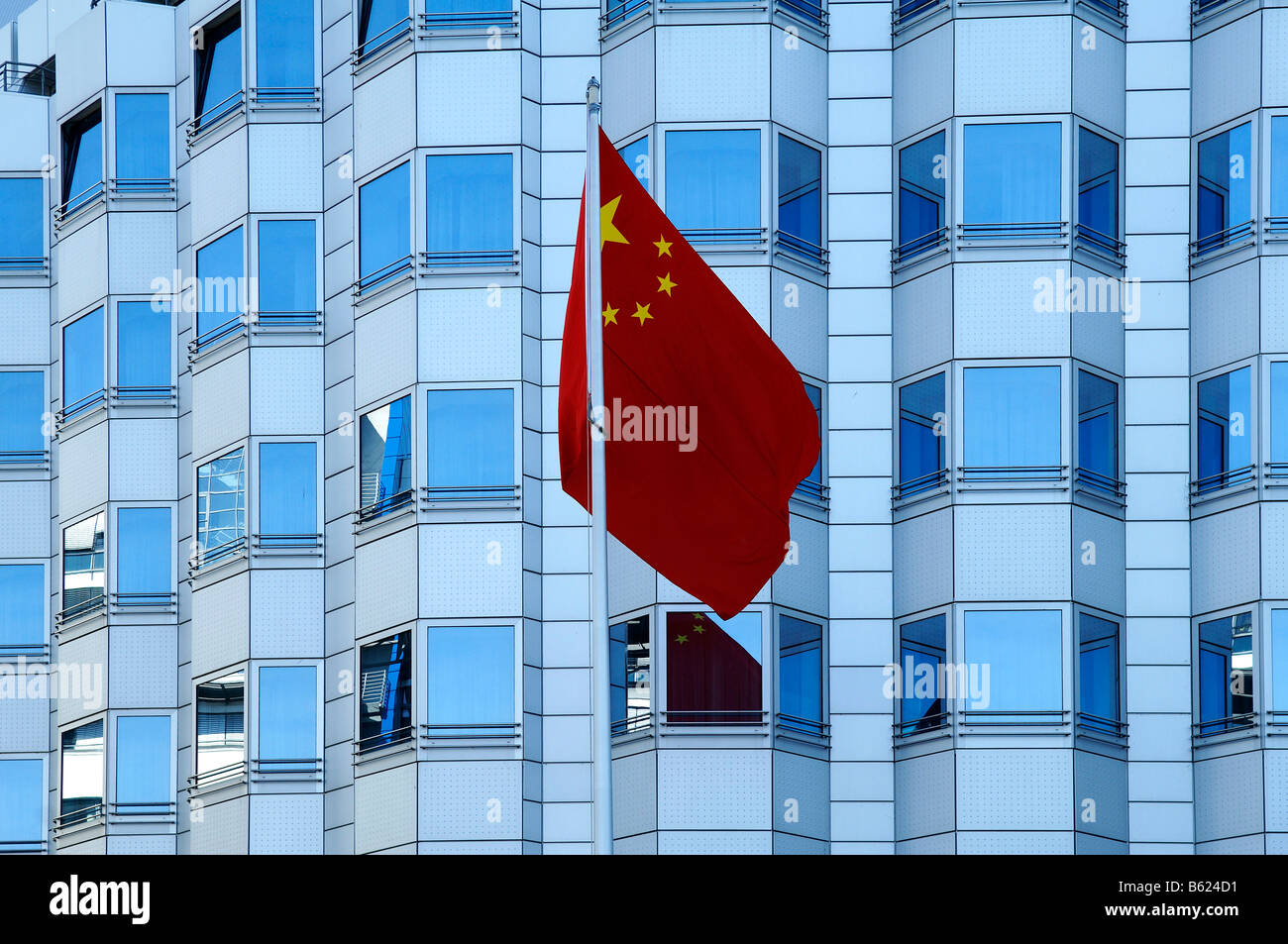 Chinese embassy with flag, Berlin Mitte, Germany, Europe Stock Photo