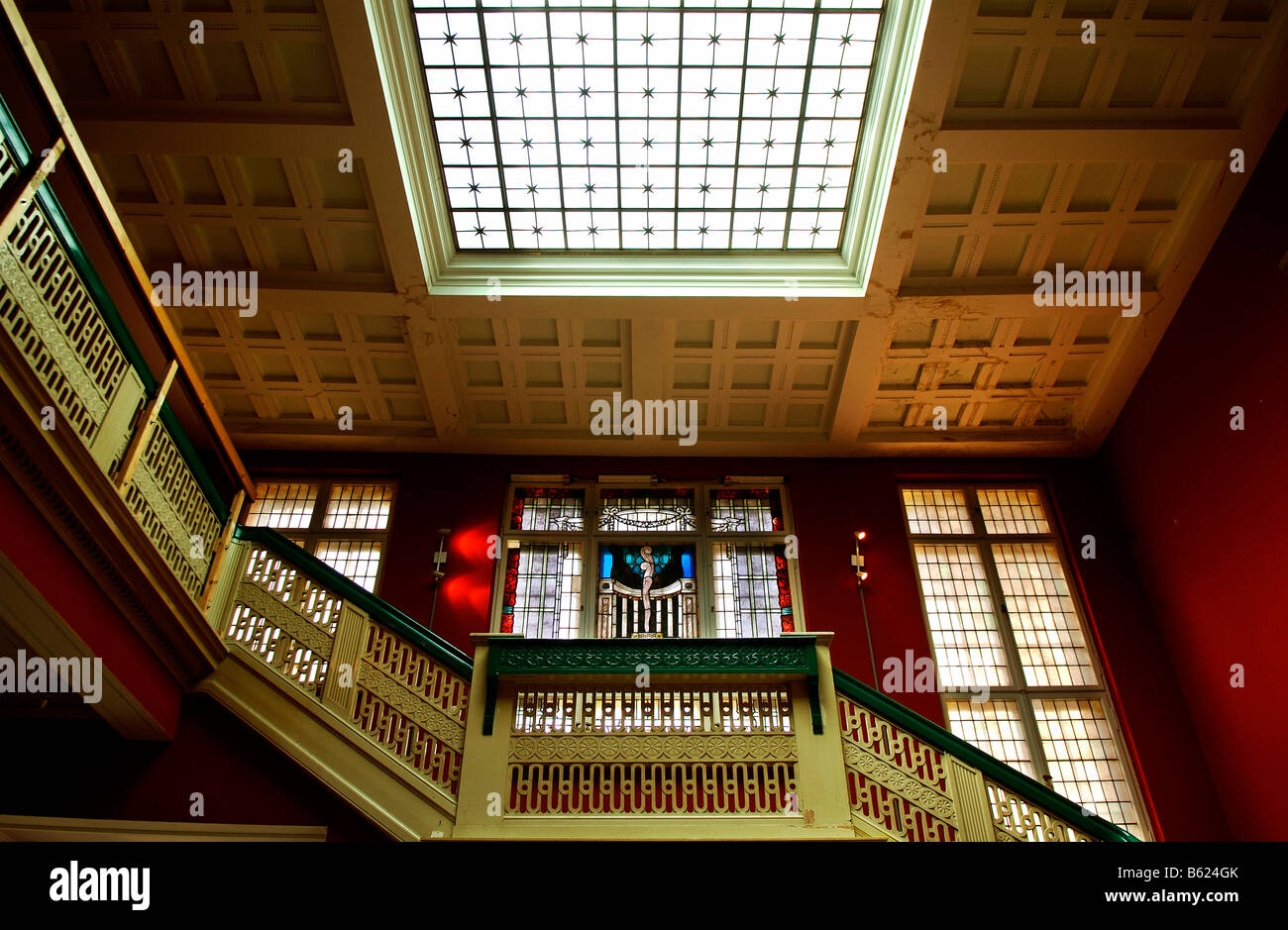 Stairway in an art nouveau villa at Lake Wannsee, Berlin, Germany ...