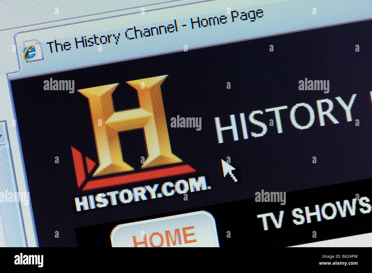 Macro screenshot of History Channel website Editorial use only Stock Photo