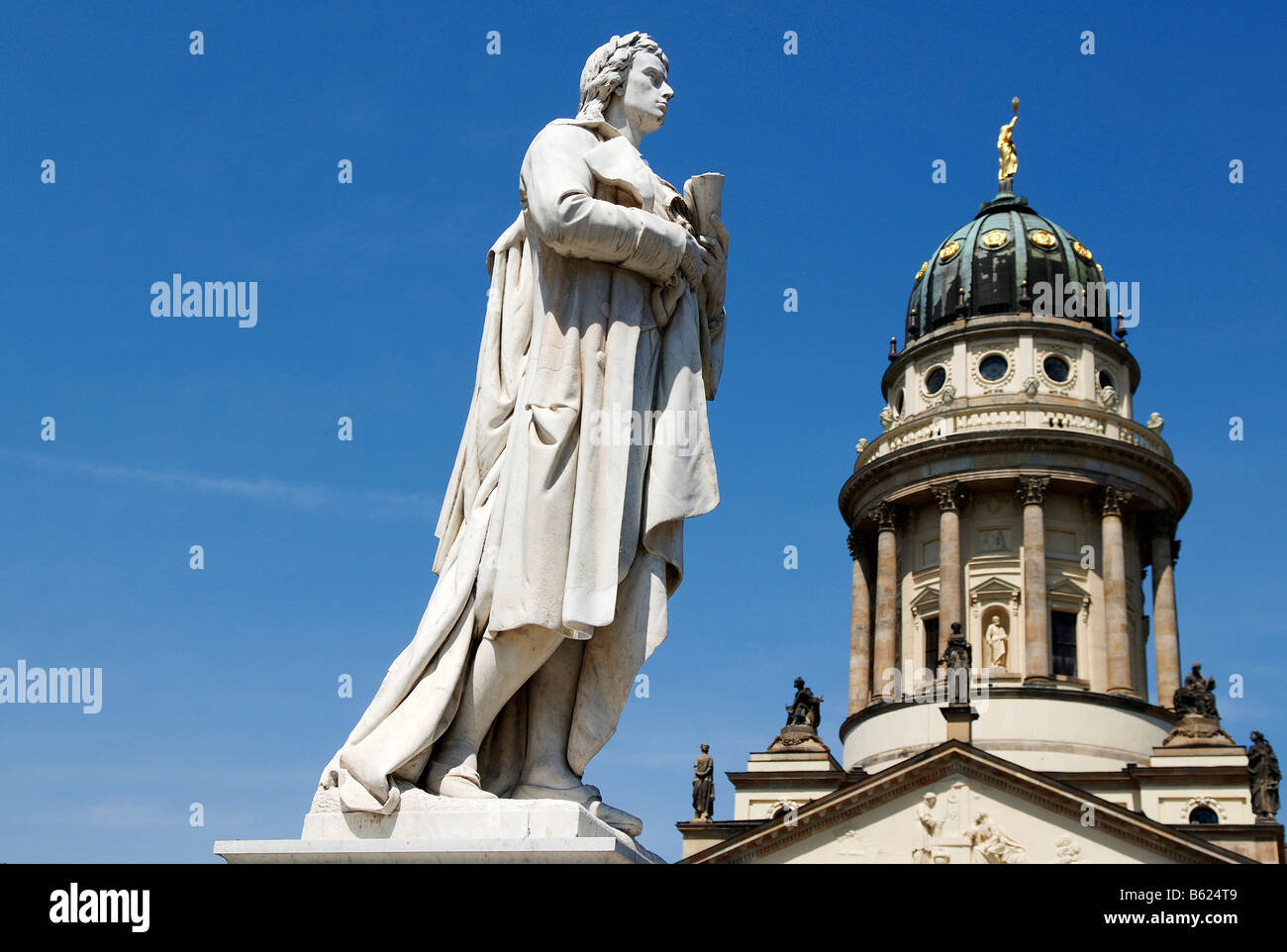 Schiller Memorial in front of the Deutscher Dom Cathedral, Gendarmenmarkt Square, Berlin, Germany, Europe Stock Photo