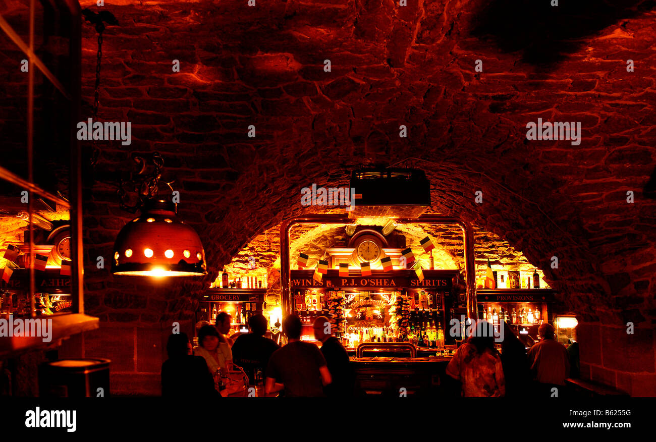 Night mood in an Irish pub, Nuremberg, Middle Franconia, Bavaria, Germany, Europe Stock Photo