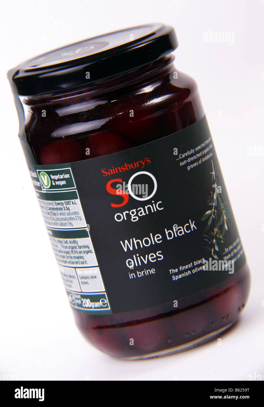 Sainsburys Organic Range Whole Black Olives Stock Photo Alamy