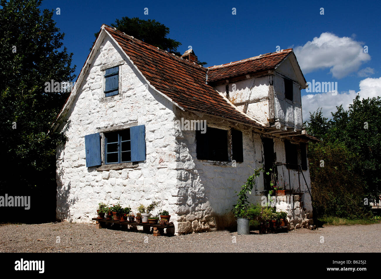 Alsation one family house 1880, eco-museum, Ungersheim, Alsace, France, Europe Stock Photo