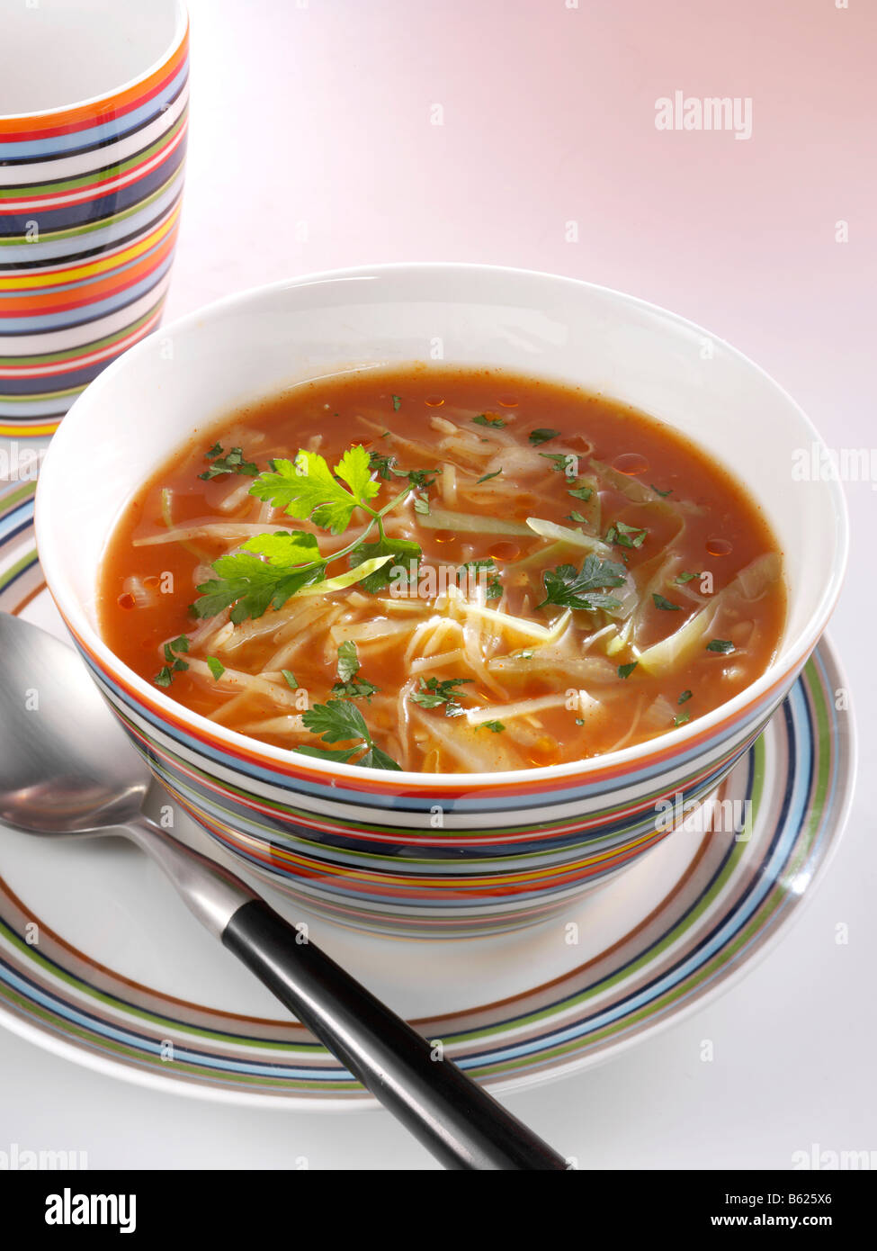 Bavarian cabbage soup in a soup bowl Stock Photo