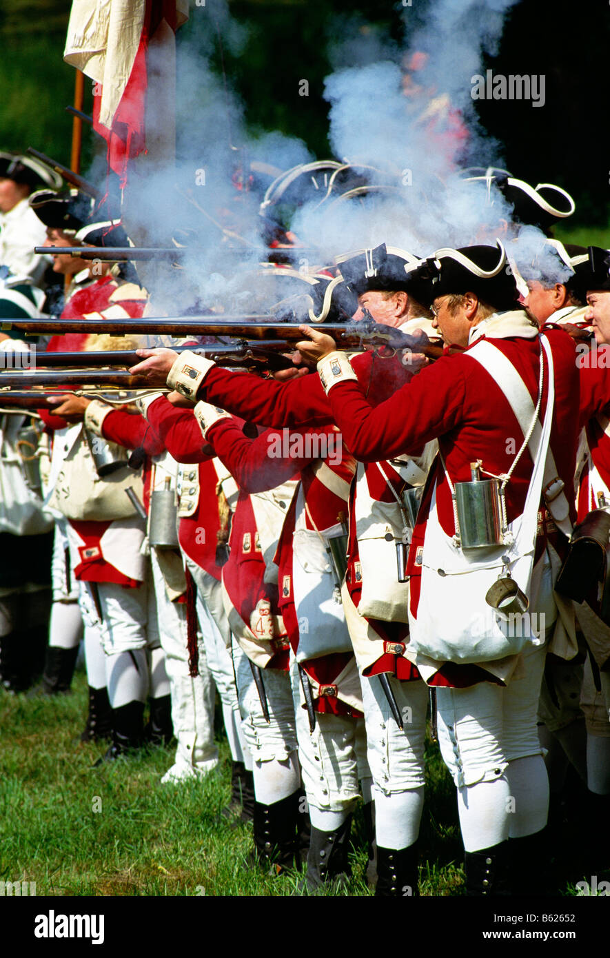 Red coat soldiers at a Revolutionary War encampment reenactment Brandywine  Battlefield Park Chadds Ford Pennsylvania USA Stock Photo - Alamy