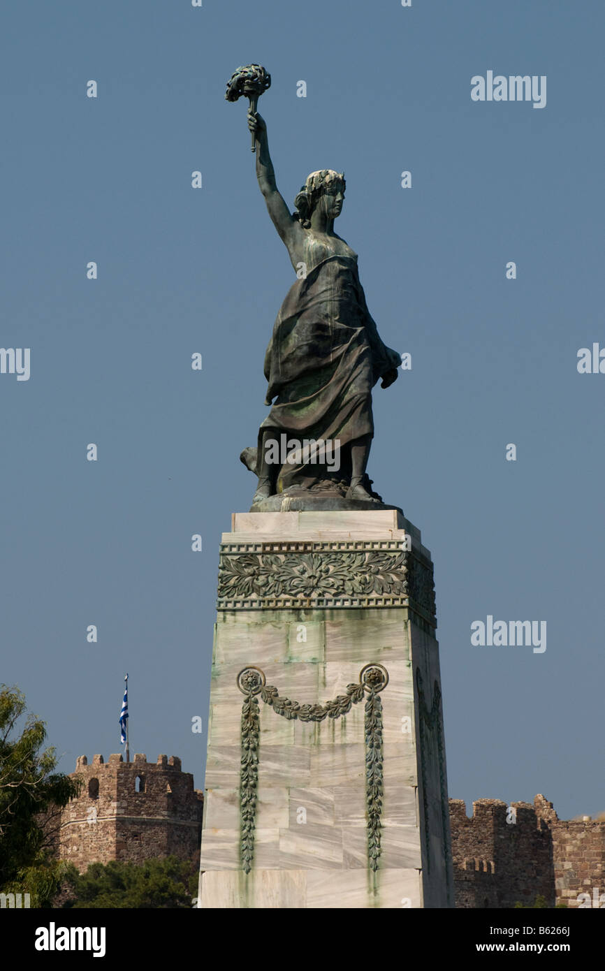Statue at Mitilini Port Stock Photo