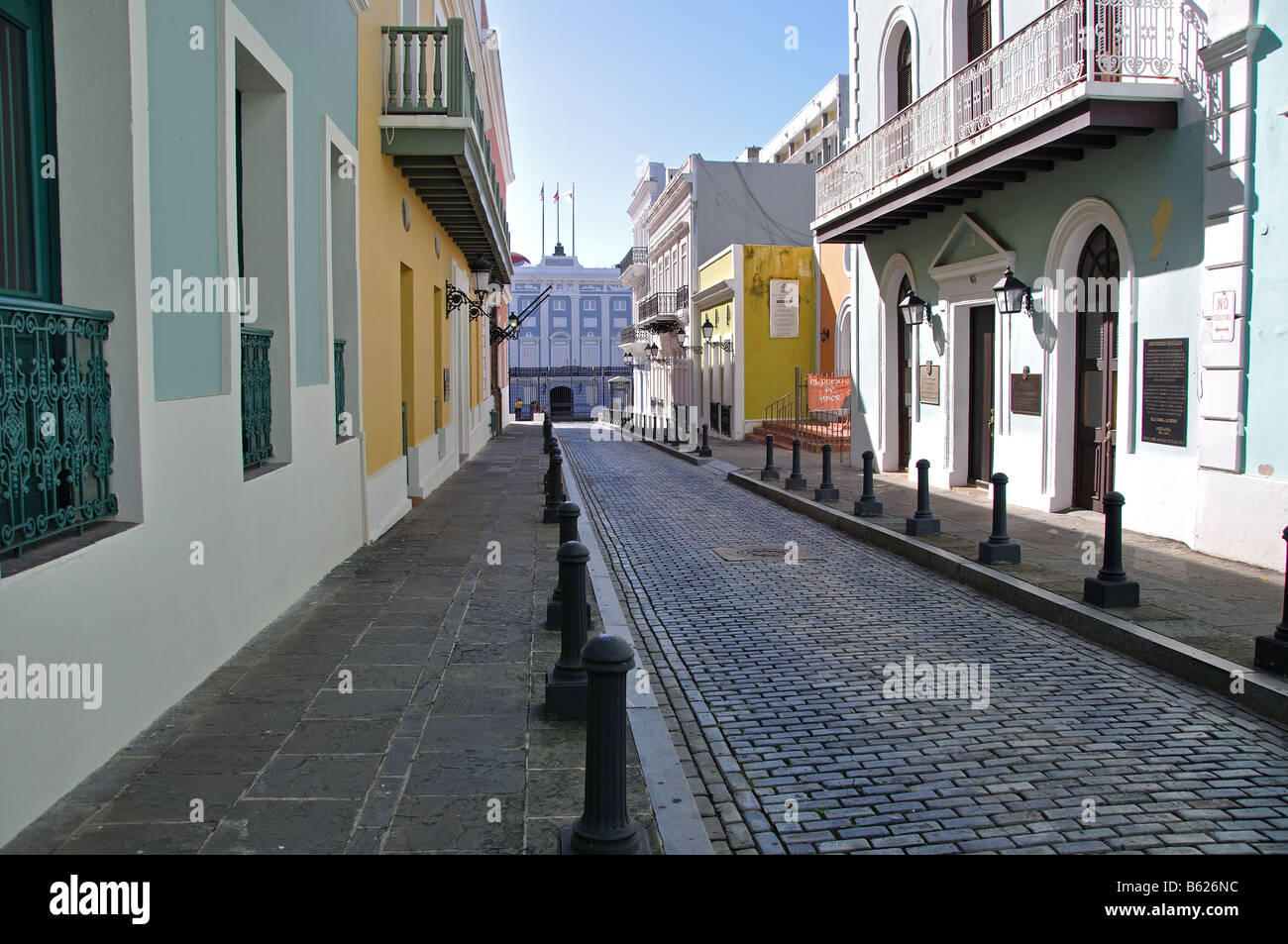 a colorful side street in old san juan, puerto rico Stock Photo