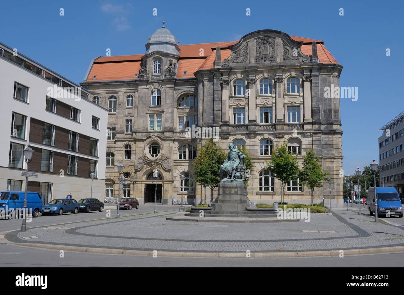 Guericke monument, Otto von Guericke, Magdeburg, Saxony-Anhalt, Germany, Europe Stock Photo
