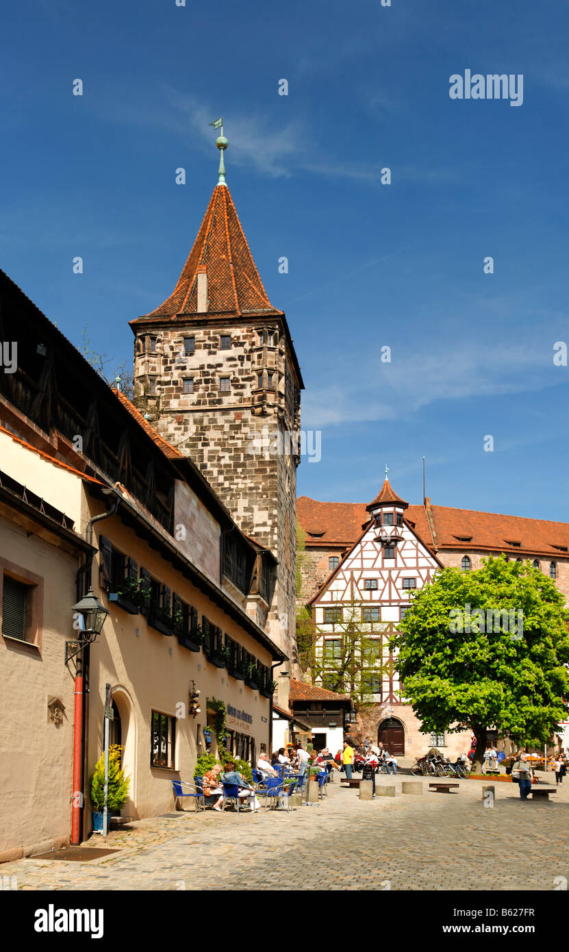 Tiergaertnertor Tower, town wall, fortified tower, historic city centre, Nuremberg, Middle Franconia, Bavaria, Germany, Europe Stock Photo