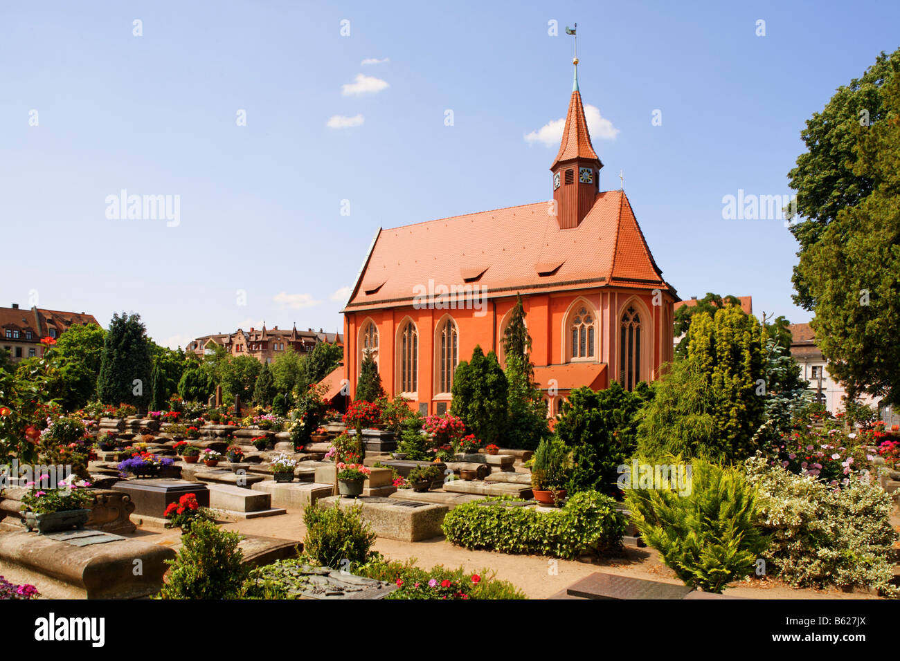 Church in the Johannis graveyard, St. Johannis area, Nuremberg, Middle Franconia, Bavaria, Germany, Europe Stock Photo