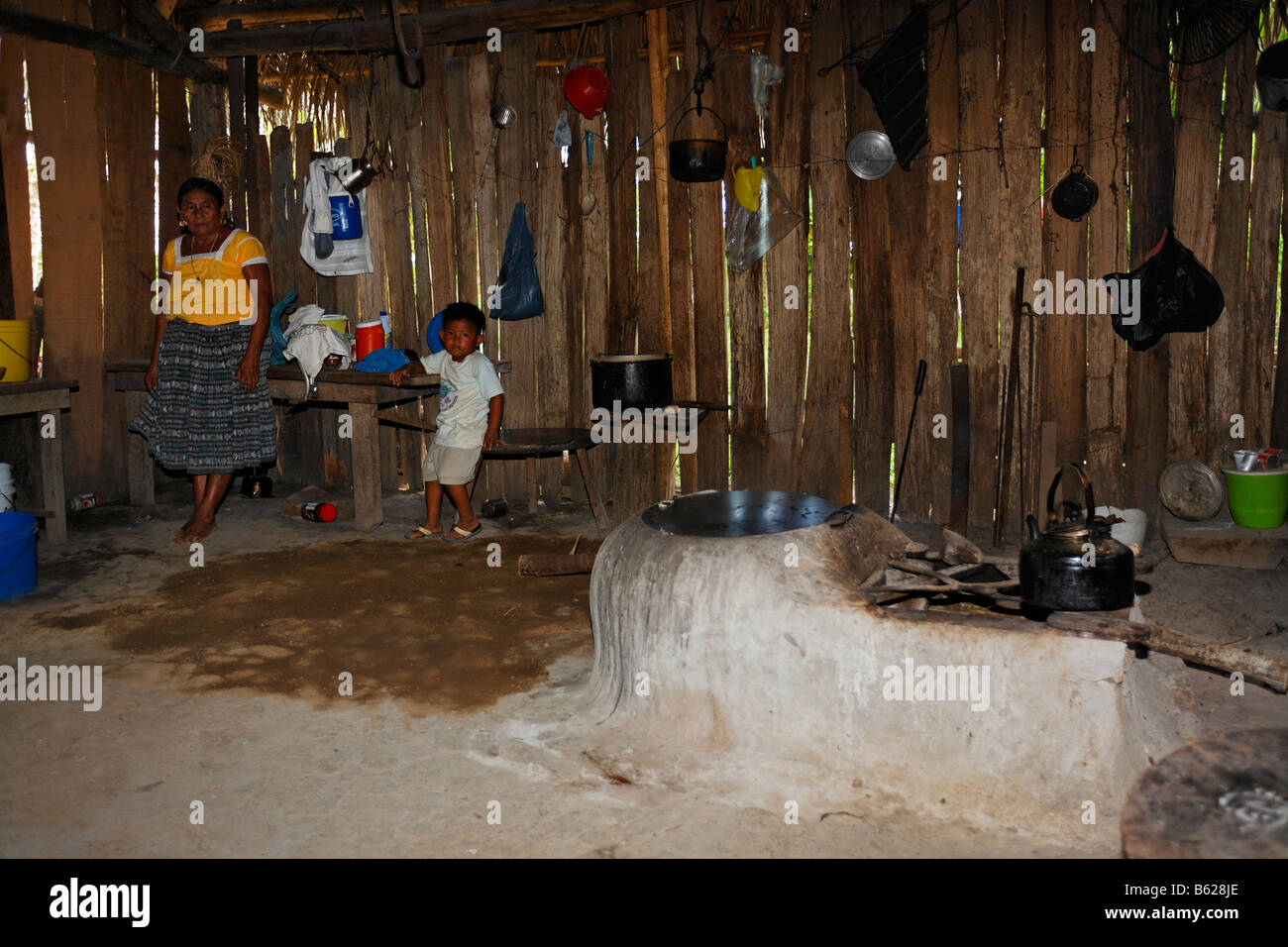 One Room Flat Mayan Woman Small Boy Fireplace Kitchen Utensils