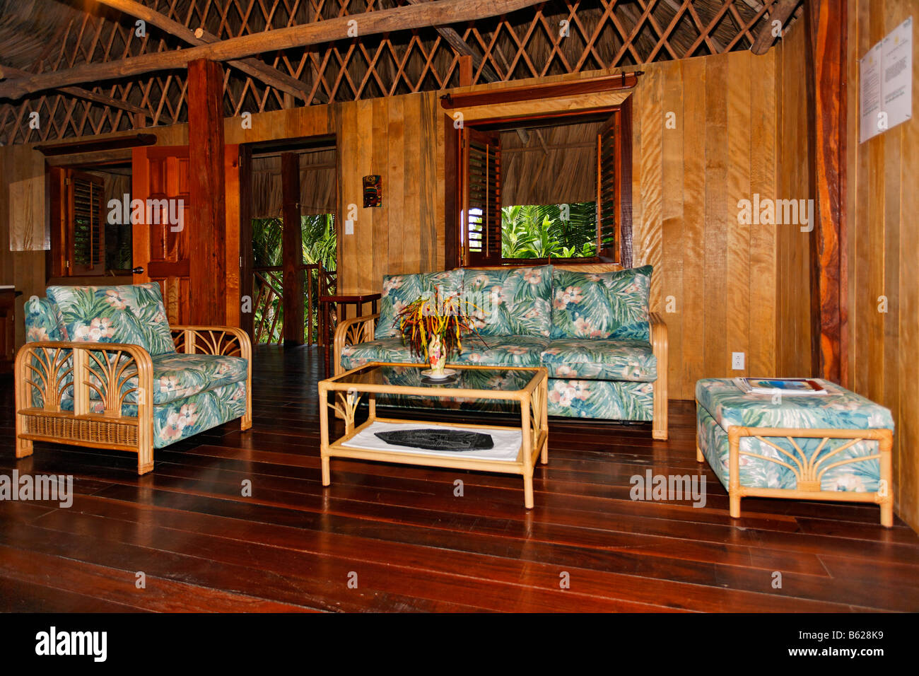 Sun Creek Resort, interior view, Punta Gorda, Belize, Central America Stock Photo