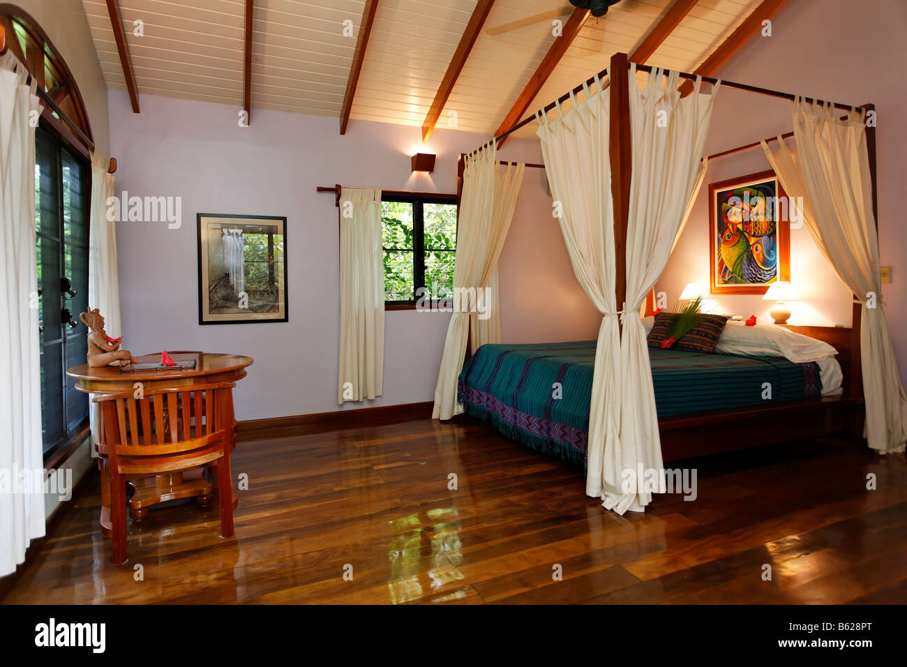 Hotel room, Hamanasi Hotel, Hopkins, Dangria, Belize, Central America, Caribbean Stock Photo