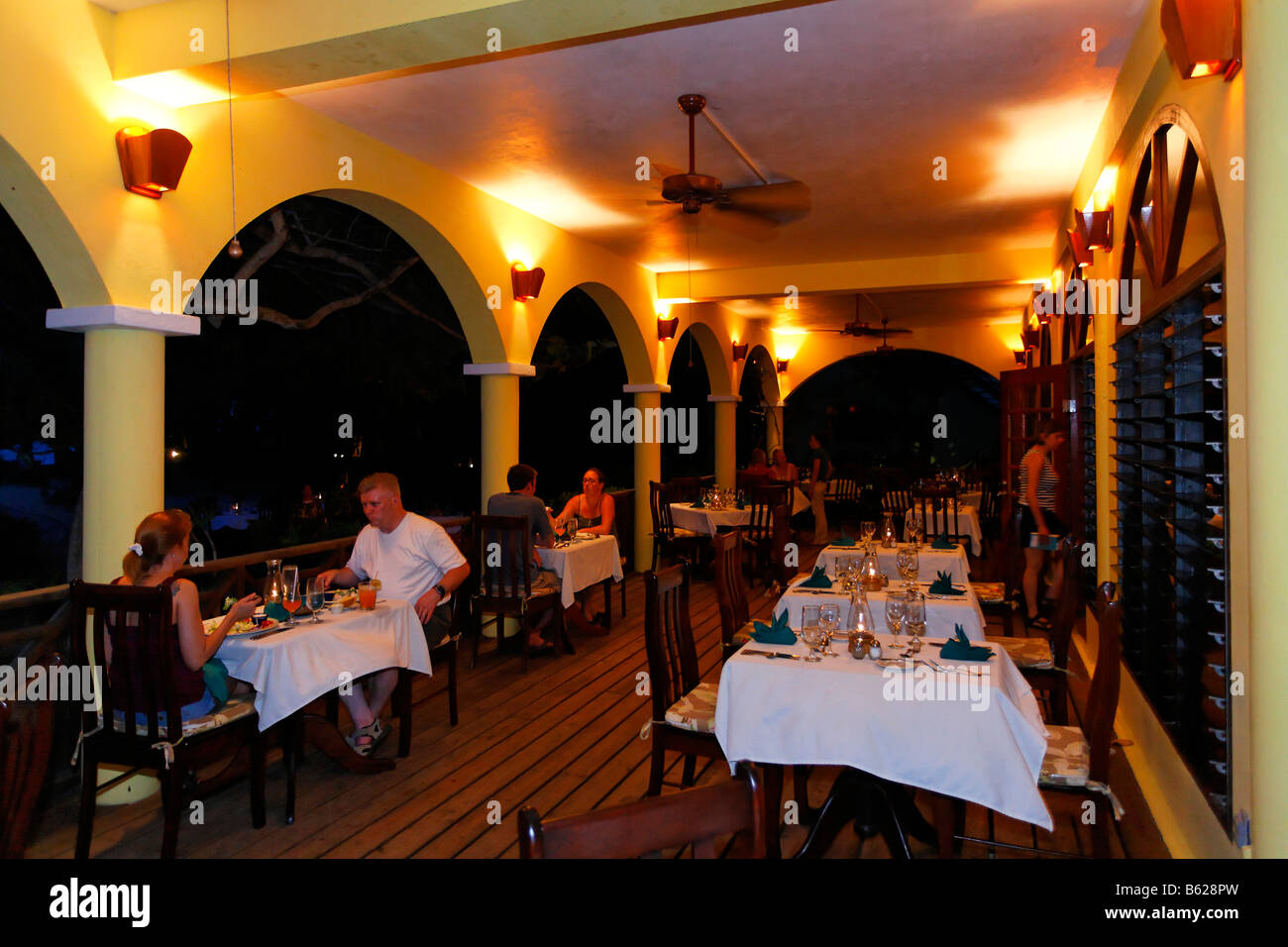 Restaurant, Hamanasi Hotel, Hopkins, Dangria, Belize, Central America, Caribbean Stock Photo