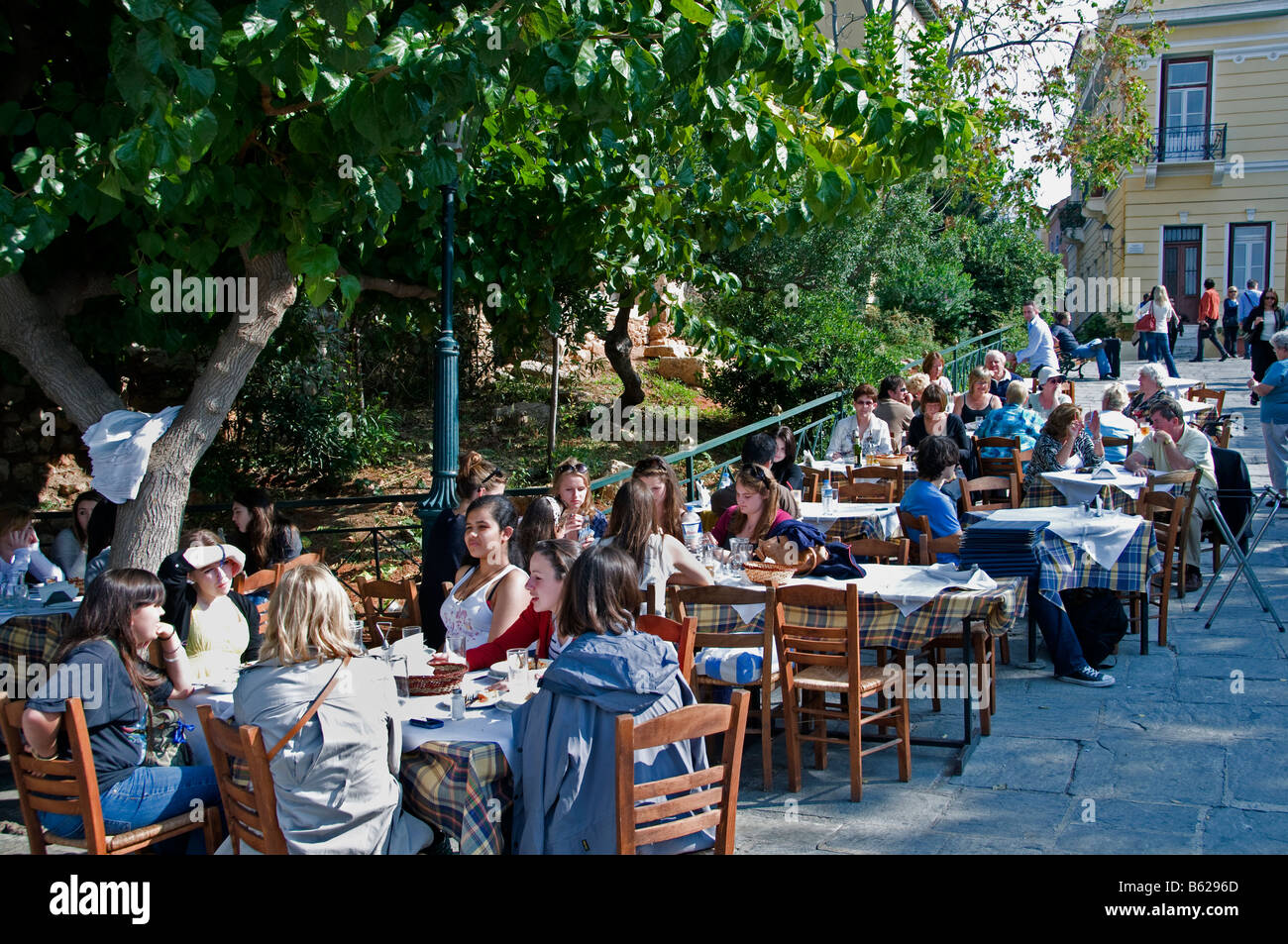 Athens Plaka Pavement Bar Pub Cafe restaurant Greece Greek Stock Photo