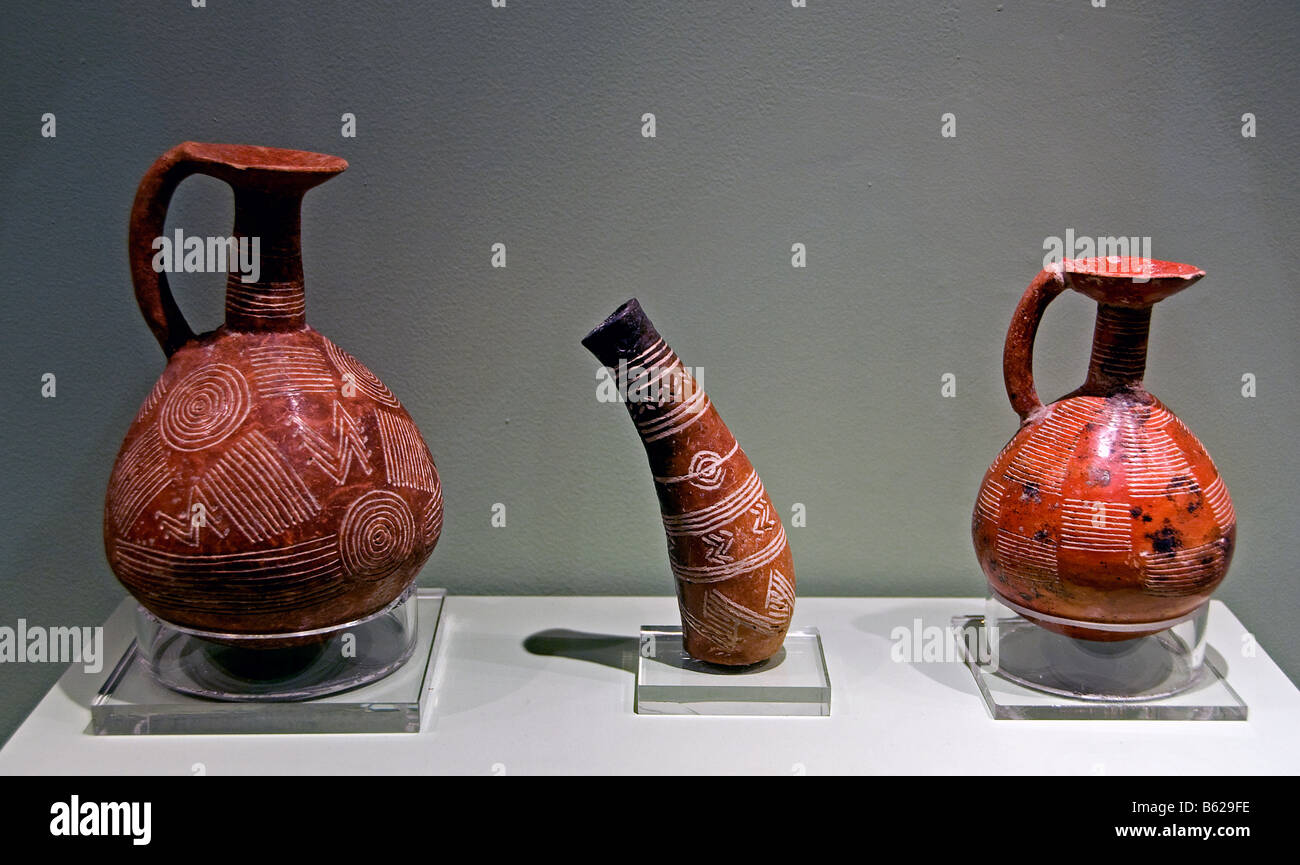 Gourd Juglets Early Cypriot III period 2000 BC  Athens Greece Greek Stock Photo