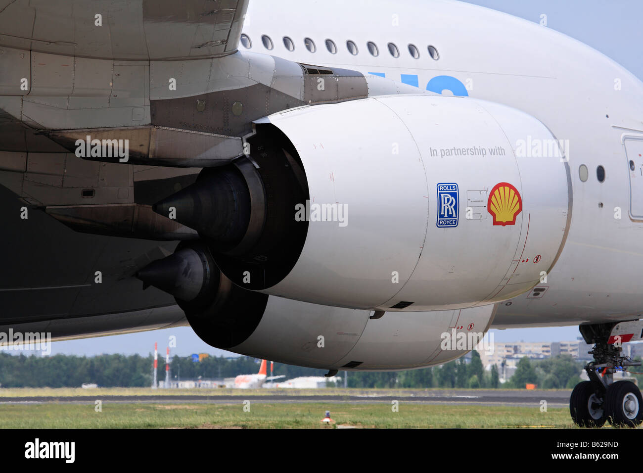 Engine, passenger plane, Airbus A 380 wide body aircraft Stock Photo