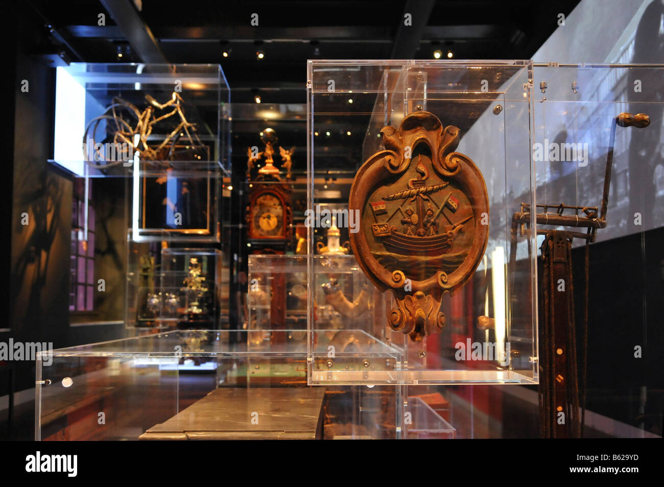 Various exhibition displays, interior view, Historical Museum, Amsterdam, the Netherlands, Europe Stock Photo