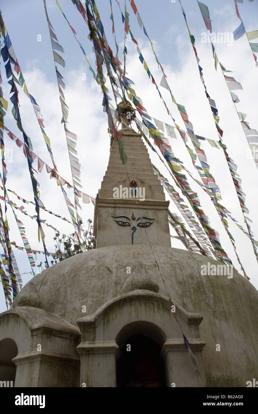Buddhist stupa at the Buddhist temple of Swayambhunath the monkey ...