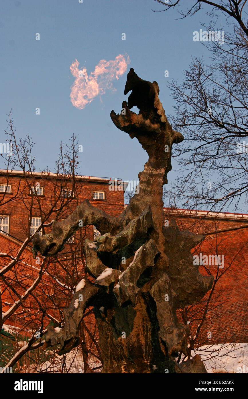 Firebreathing Wawel Dragon statue, Krakow, Poland, Europe Stock Photo