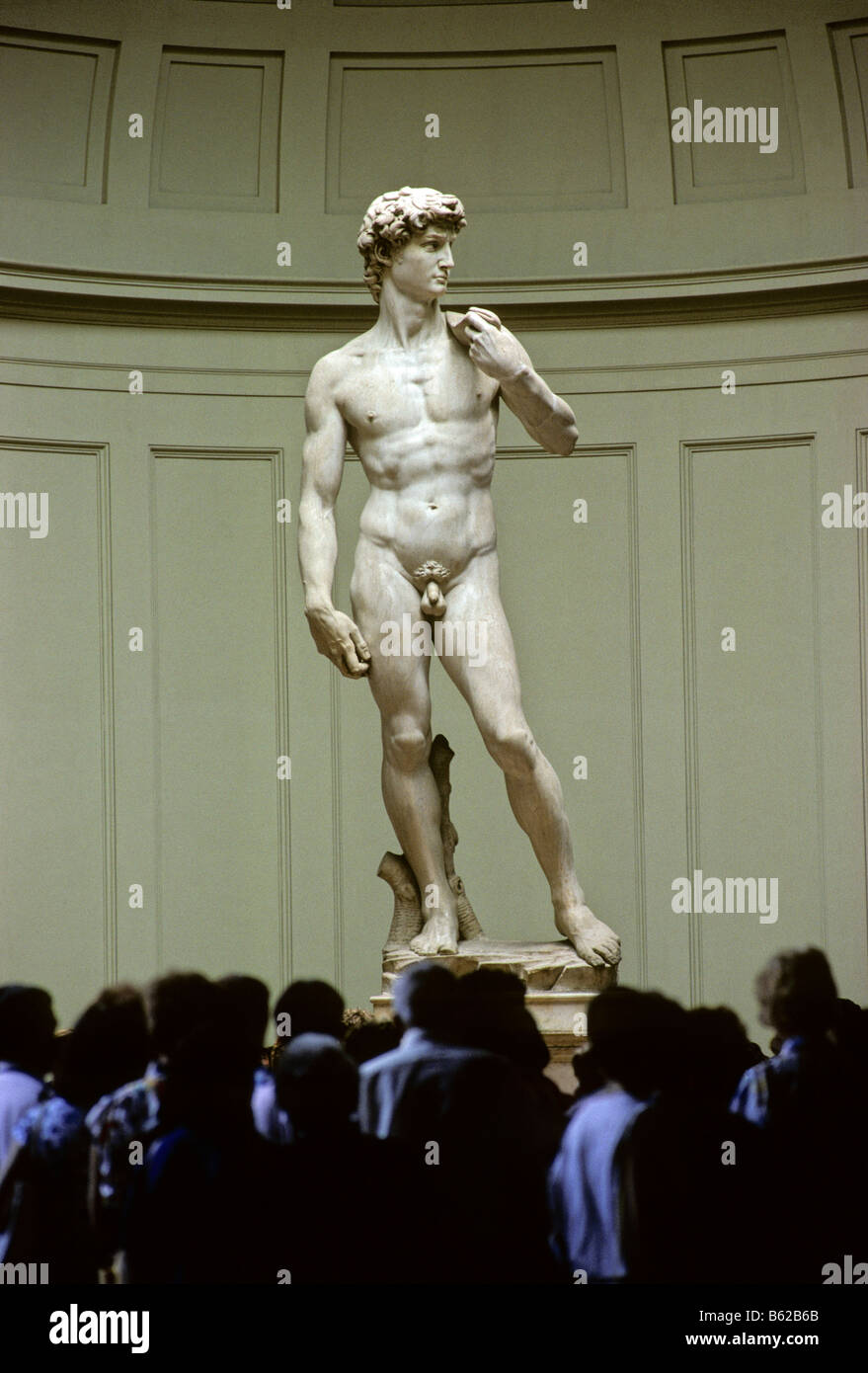 Original marble statue of David by Micelangelo, Galeria della Accademia, Florence, Firenze, Tuscany, Italy, Europe Stock Photo