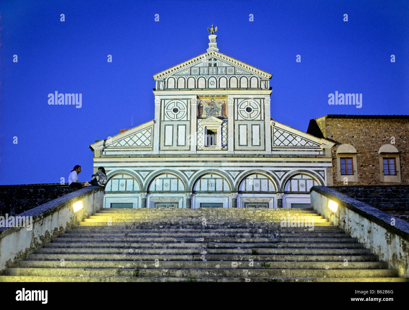Staircase in front of the San Miniato al Monte Basilica, Florence, Firenze, Tuscany, Italy, Europe Stock Photo