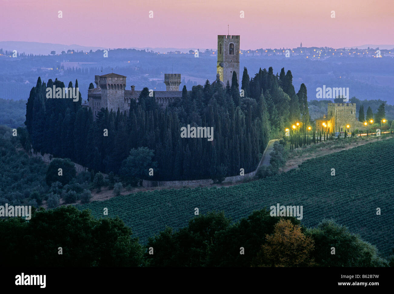 L'abbazia di Badia a Passignano, Chianti, Province of Florence or Firenze, Tuscany, Italy, Europe Stock Photo
