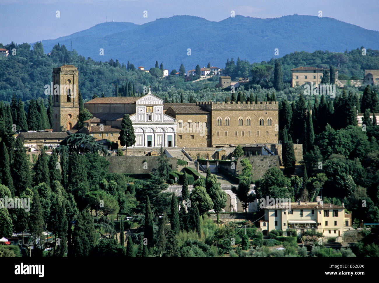 Basilica und monastery, San Miniato al Monte, Florence, Firenze, Tuscany, Italy, Europe Stock Photo