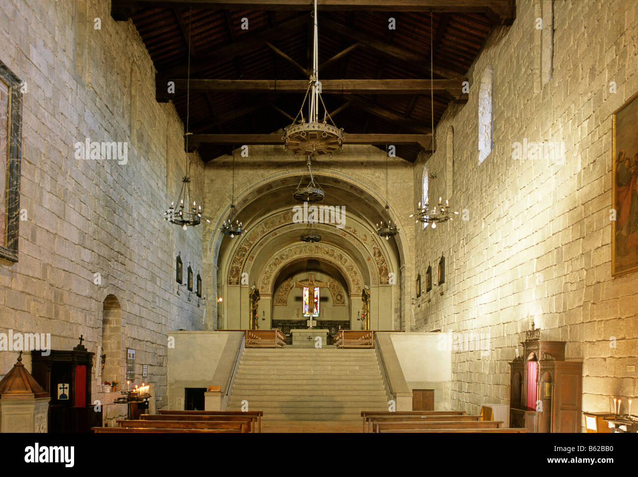 Abbey church, Abbazia di San Salvatore abbey, Abbadia San Salvatore, province of Siena, Tuscany, Italy, Europe Stock Photo