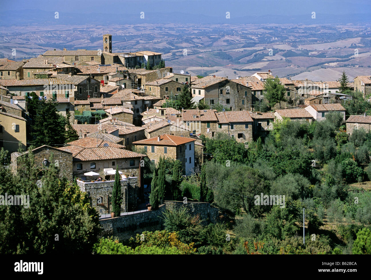 Hilly landscape, Montalcino, Province of Siena, Toscany, Italy, Europe Stock Photo