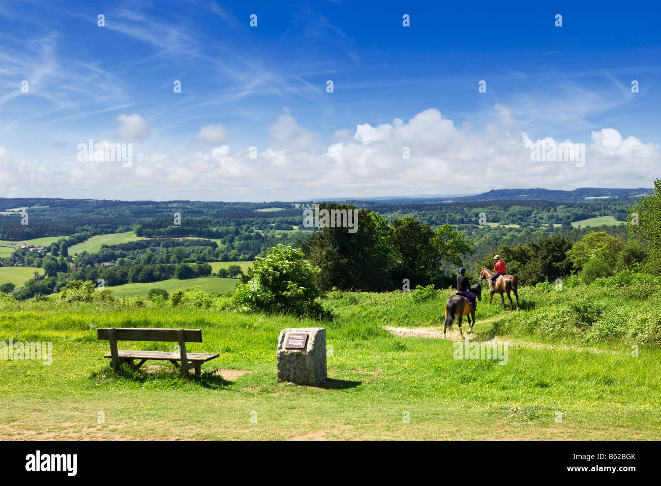 Surrey Hills - Horse Riders, North Downs Way, Surrey, English Countryside, England, UK Stock Photo