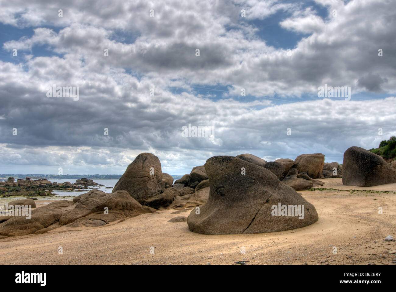Rocks at the beach, Ile Callot, Finistre, Bretagne, Brittany, France, Europe Stock Photo