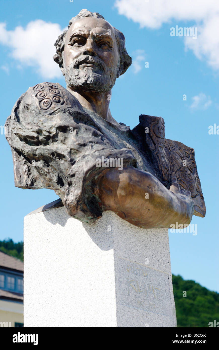 Statue of Gustav Klimt, Unterach, Attersee Lake, Upper Austria, Austria, Europe Stock Photo
