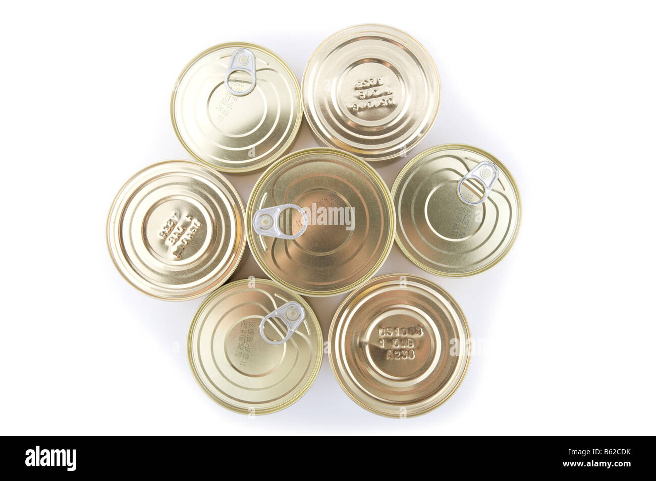 object on white Tin with canned food Stock Photo - Alamy