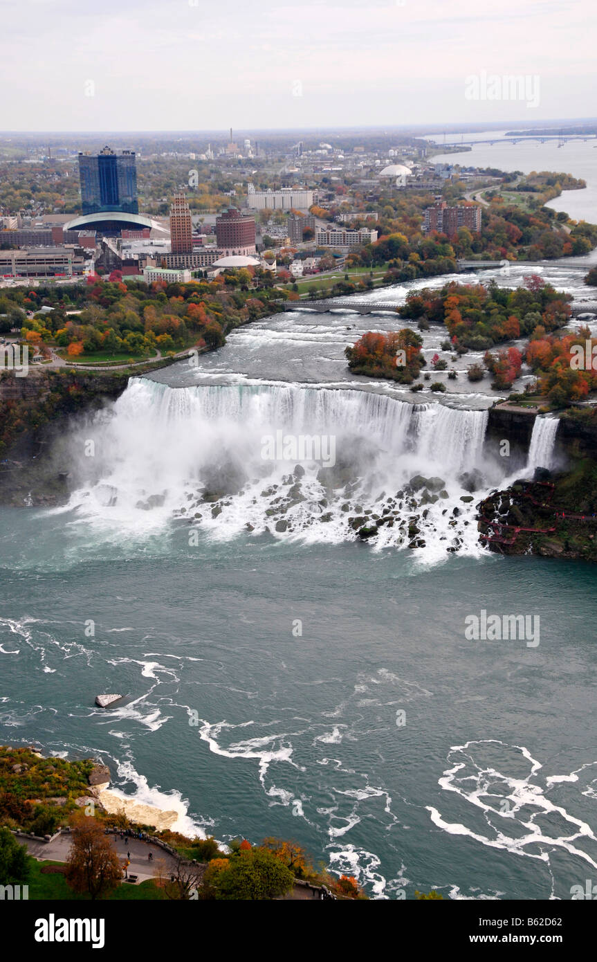 Aerial View of Niagara Falls from Skylon Tower Ontario Canada Stock Photo