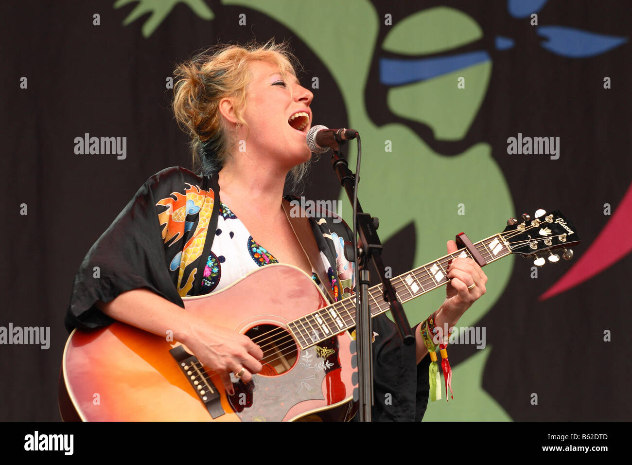 Martha Wainwright American folk singer songwriter performing live at Glastonbury Festival June 2008 Stock Photo