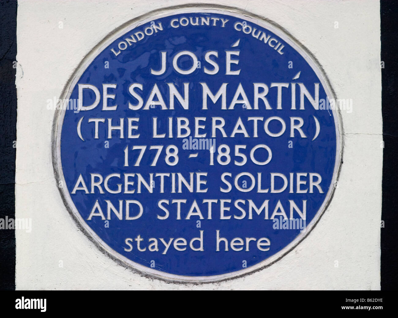 Jose De San Martin Blue Plaque, London Stock Photo