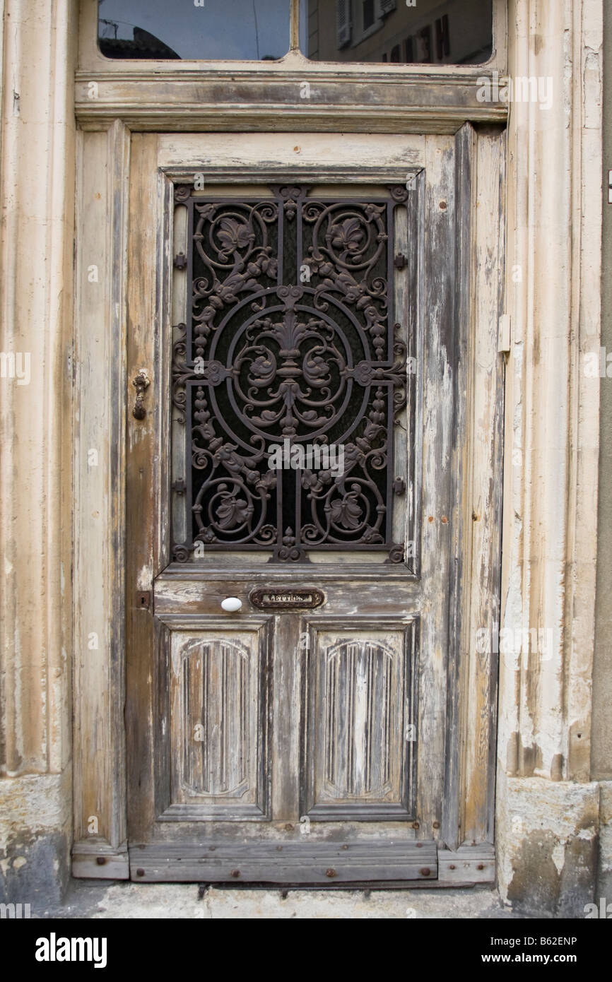 Old French Door Eauze Gers Southern France Stock Photo