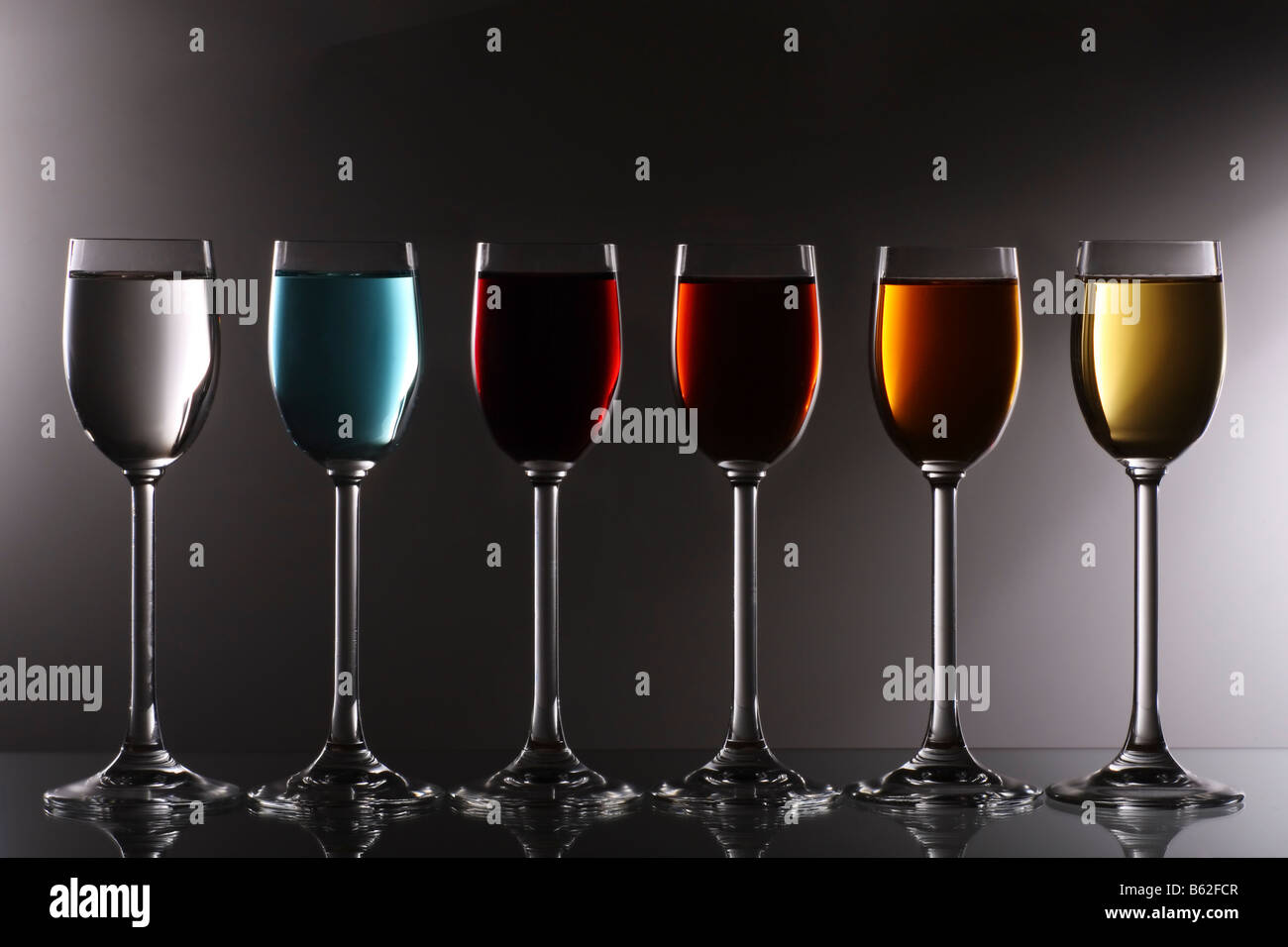 a variety of liqueurs to chose from Stock Photo