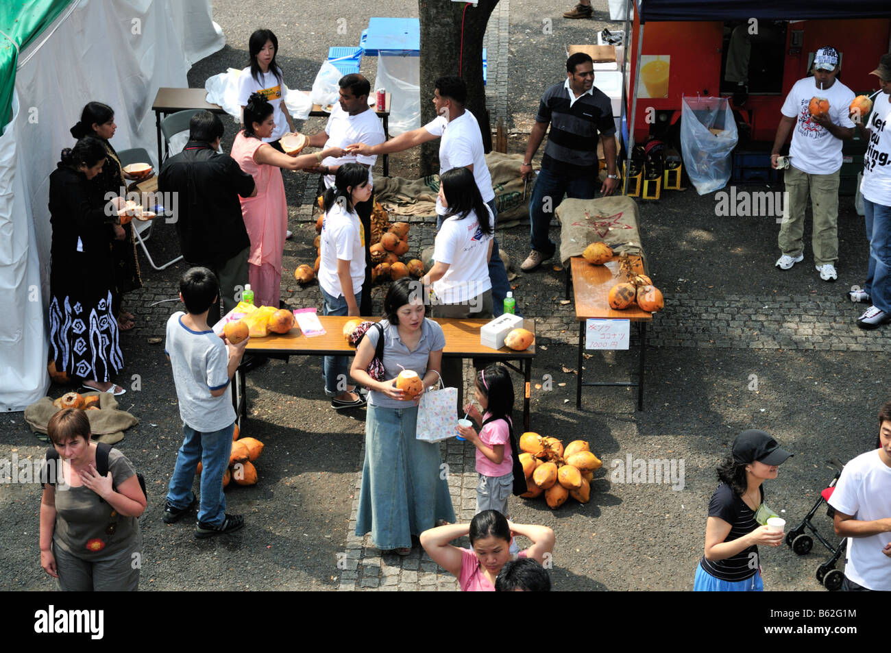 Coconut stall at Sri Lanka festival, September 2008, Yoyogi Park, Tokyo, Japan Stock Photo