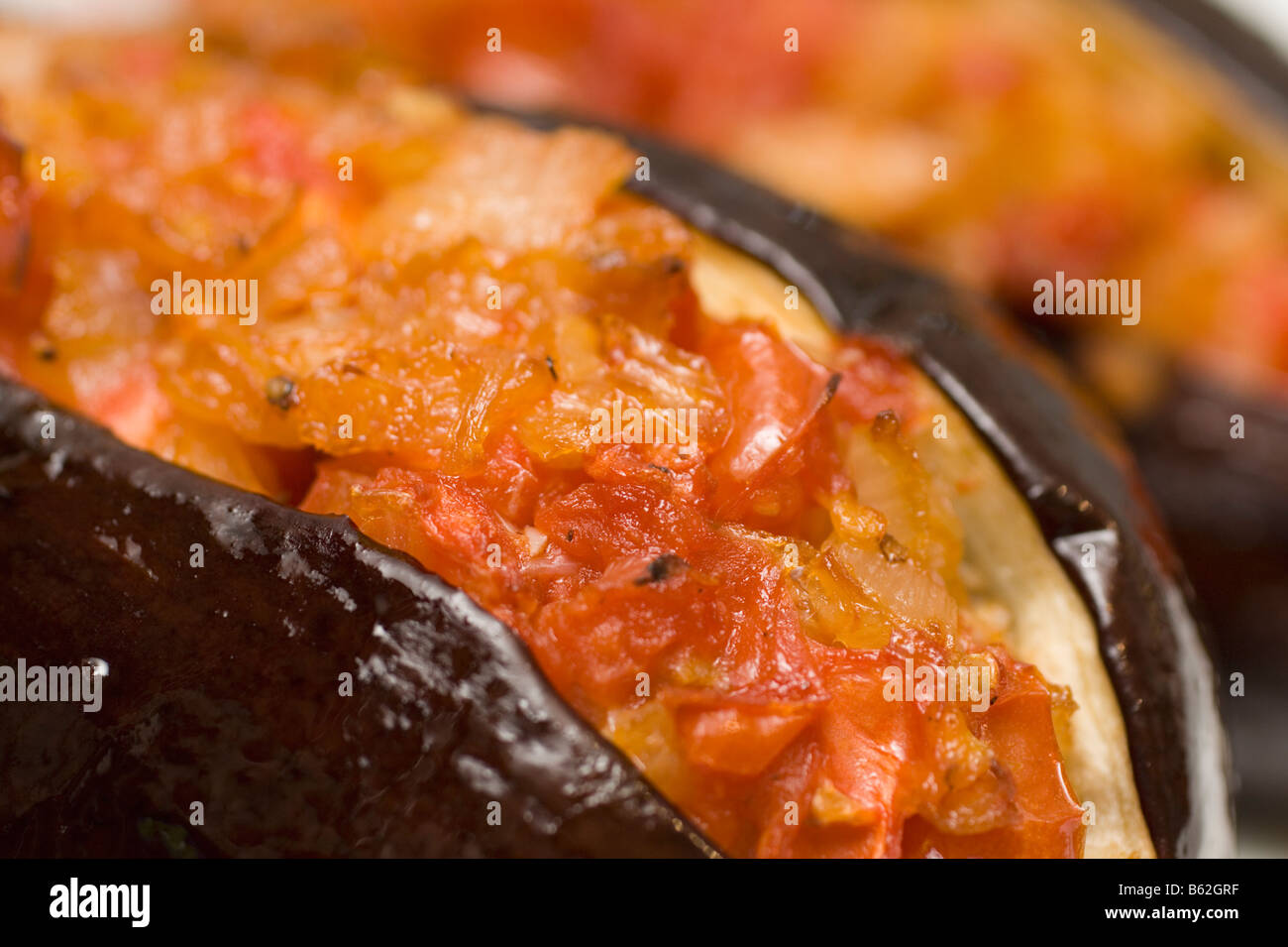 Eggplant Stuffed With Tomato Imam Bayildi Stock Photo