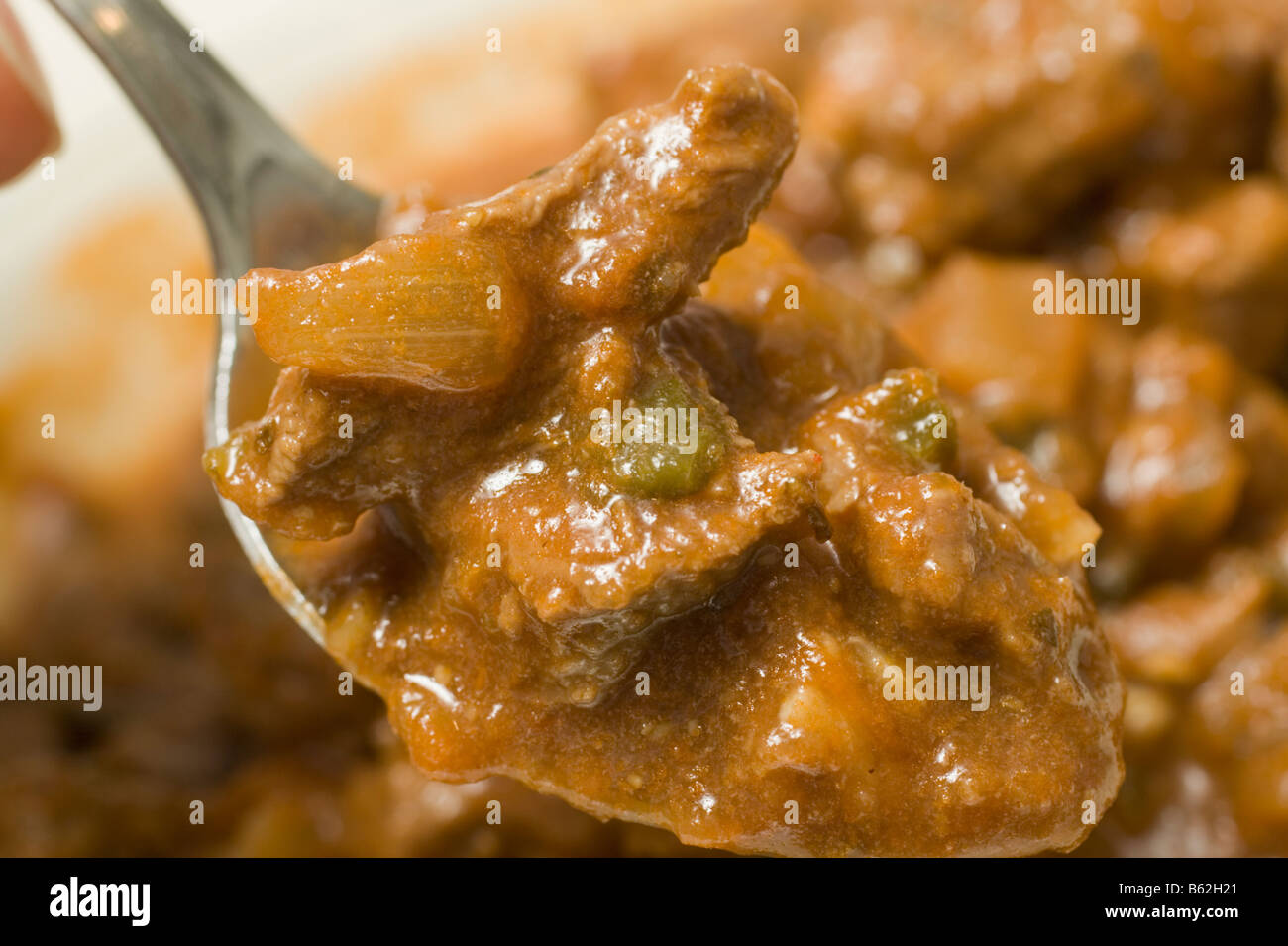 A spoonful of Texas Chili Stock Photo