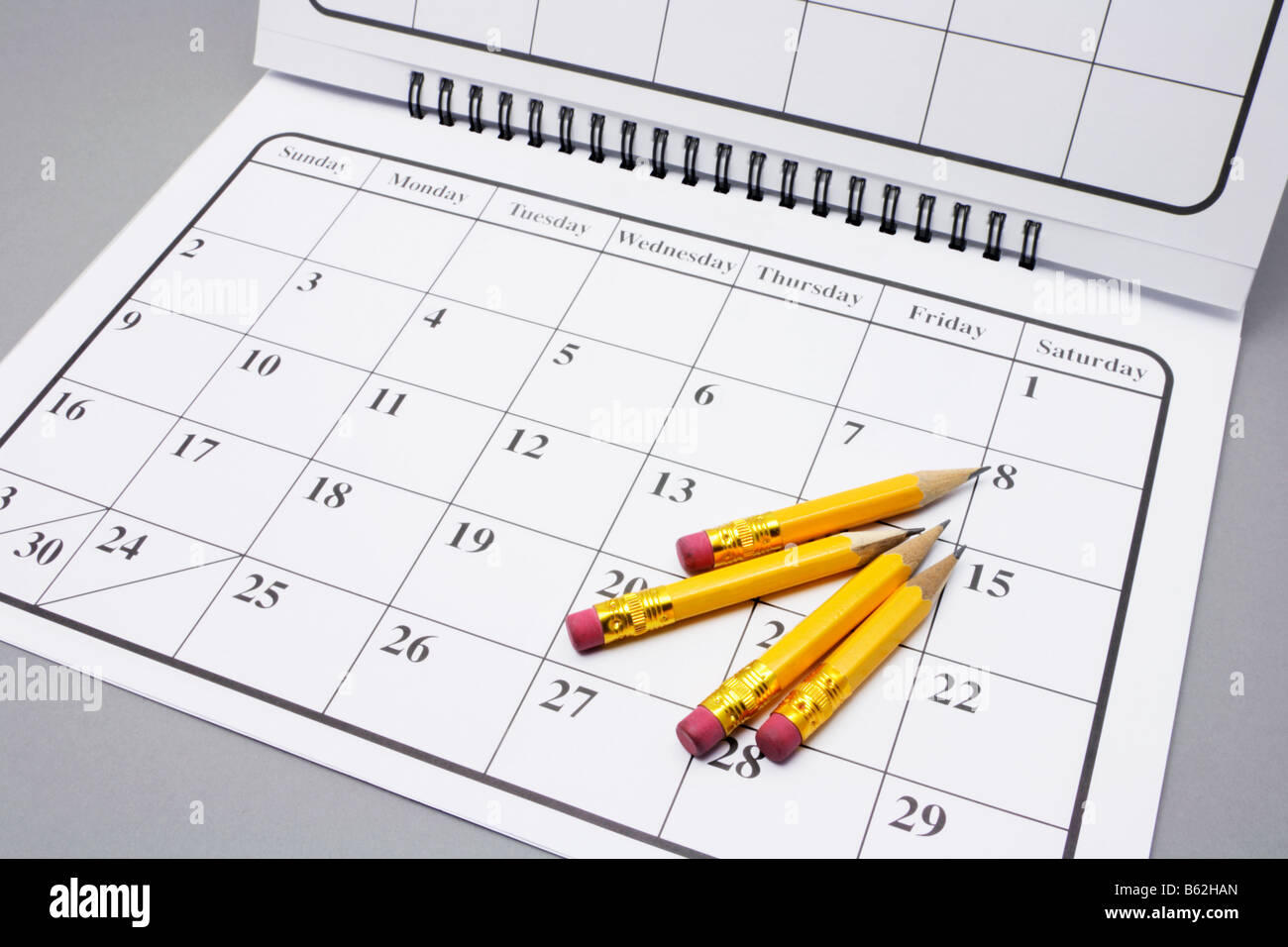 Pencils on Calendar Stock Photo Alamy